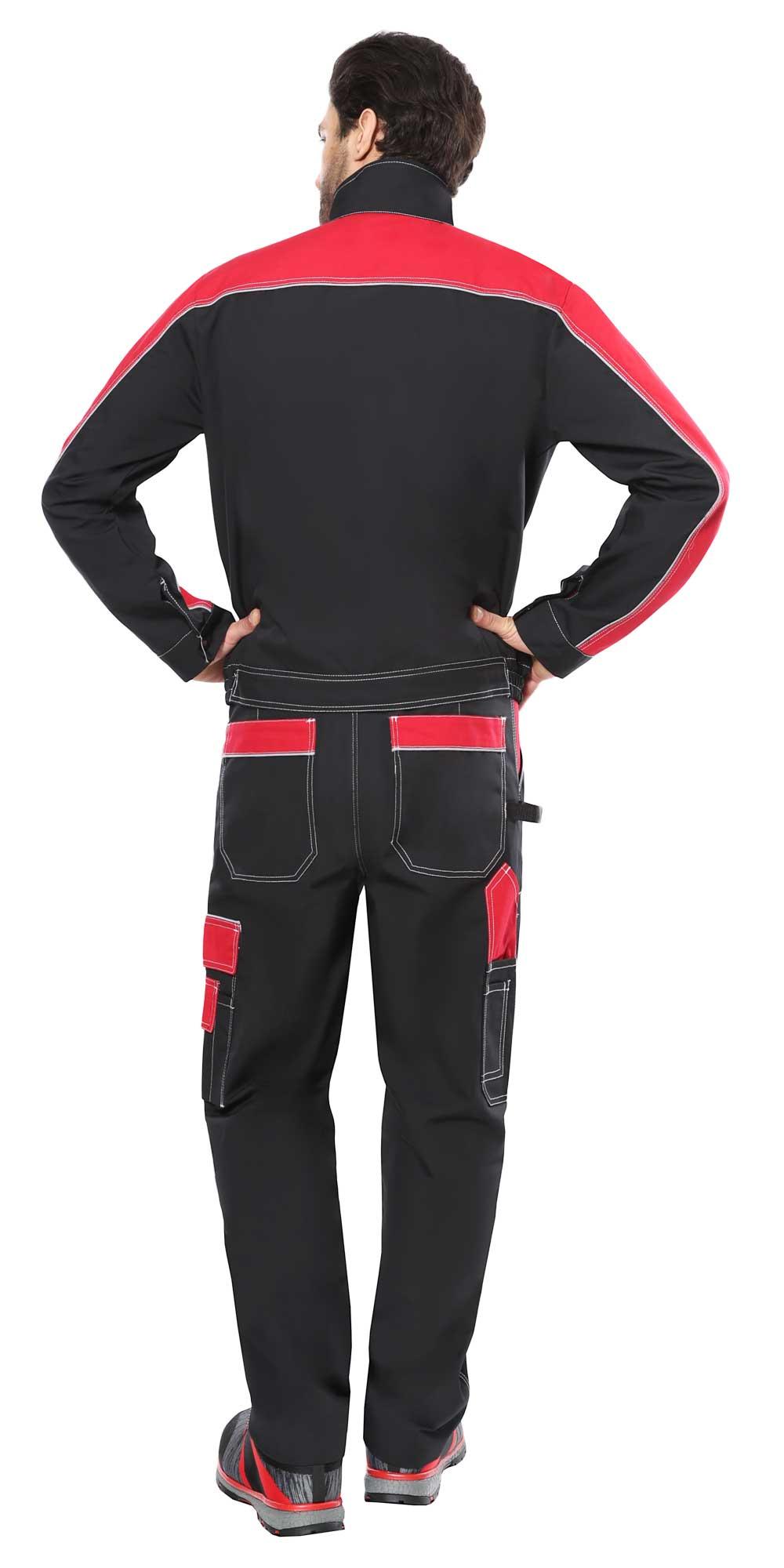 Костюм СИРИУС-АГАТ куртка, брюки черный с красным пл. 260 г/кв.м. ВО отделка